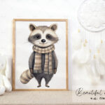 Winter Raccoon Haven | Watercolor Clipart