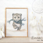 Snow Leopard Serenity | Watercolor Clipart