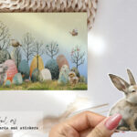 Whimsical Folk Art Easter, downloadable Easter rabbits, Easter Chicks, Easter Eggs, Easter clipart, digital printables