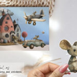 Rustic-Style Folk Art - Whimsical Mouse Illustration Clipart Set