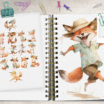 The Happy Fox | Watercolor Art and Illustration Clipart Set